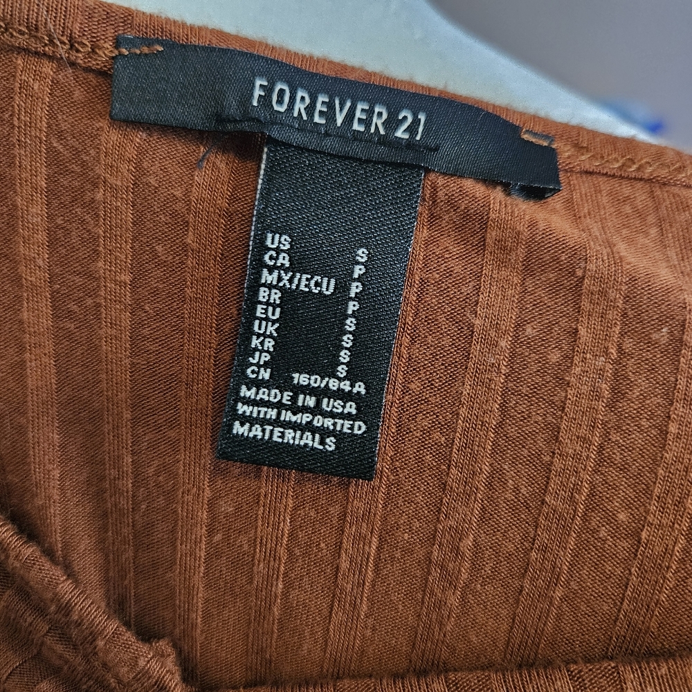 Rust Orange Ribbed Drawstring Top small - Picture 7 of 8